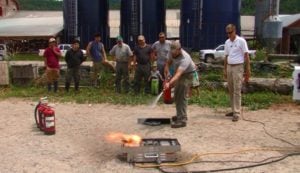This type of hands-on fire extinguisher training is the best way to train farm employees.